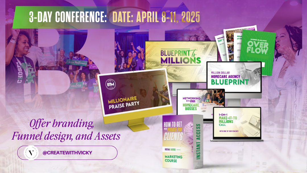 Conference promo graphic with device mockups showing program logo, event features, and date.