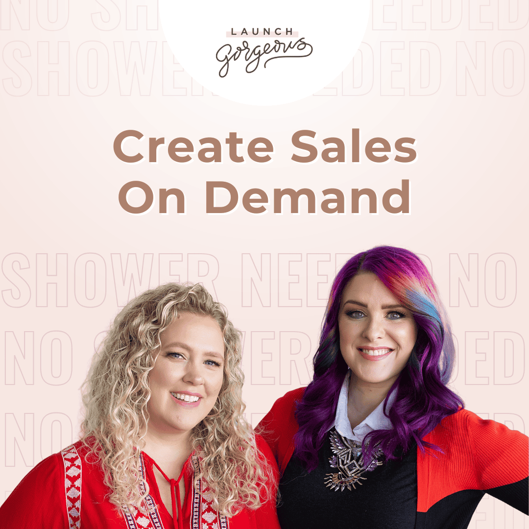 Promo graphic with two women together below and Launch Gorgeous logo at the top promoting their launch program.
