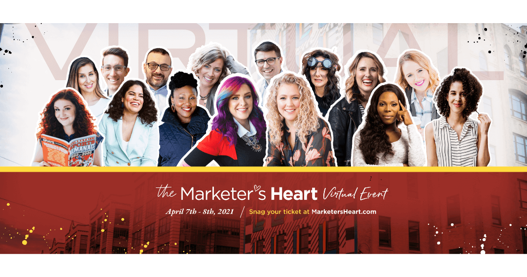 Promotional graphic for marketers and speakers attending a virtual event.