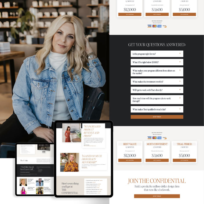 Sales page design for business coaching program