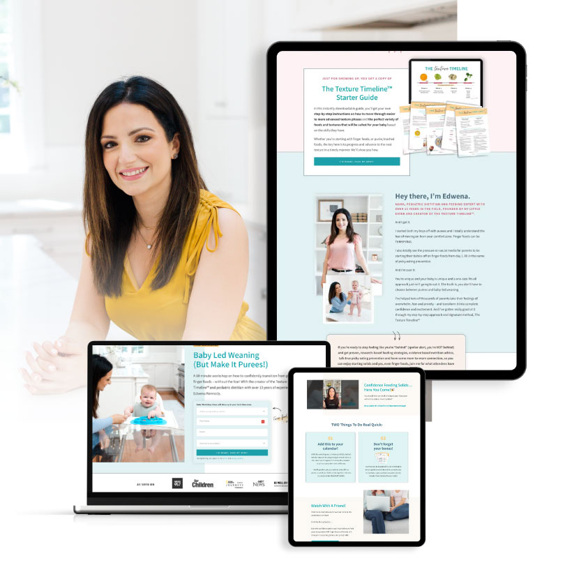 Sales page design for pediatric dietitian and baby feeding expert program.
