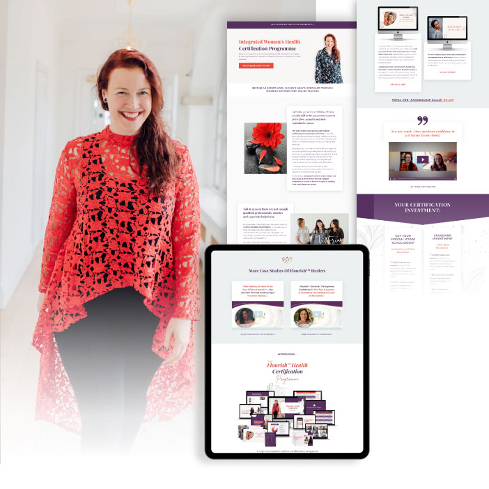 Sales page design for sales consultant with device mockups showcasing the page layout.